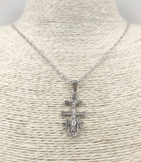 thumbnail interactive-video image 1 of Alex And Elsa 925 Sterling Silver Caravaca Cross Necklace - 20 Inch - Cruz De Caravaca 1 of 5